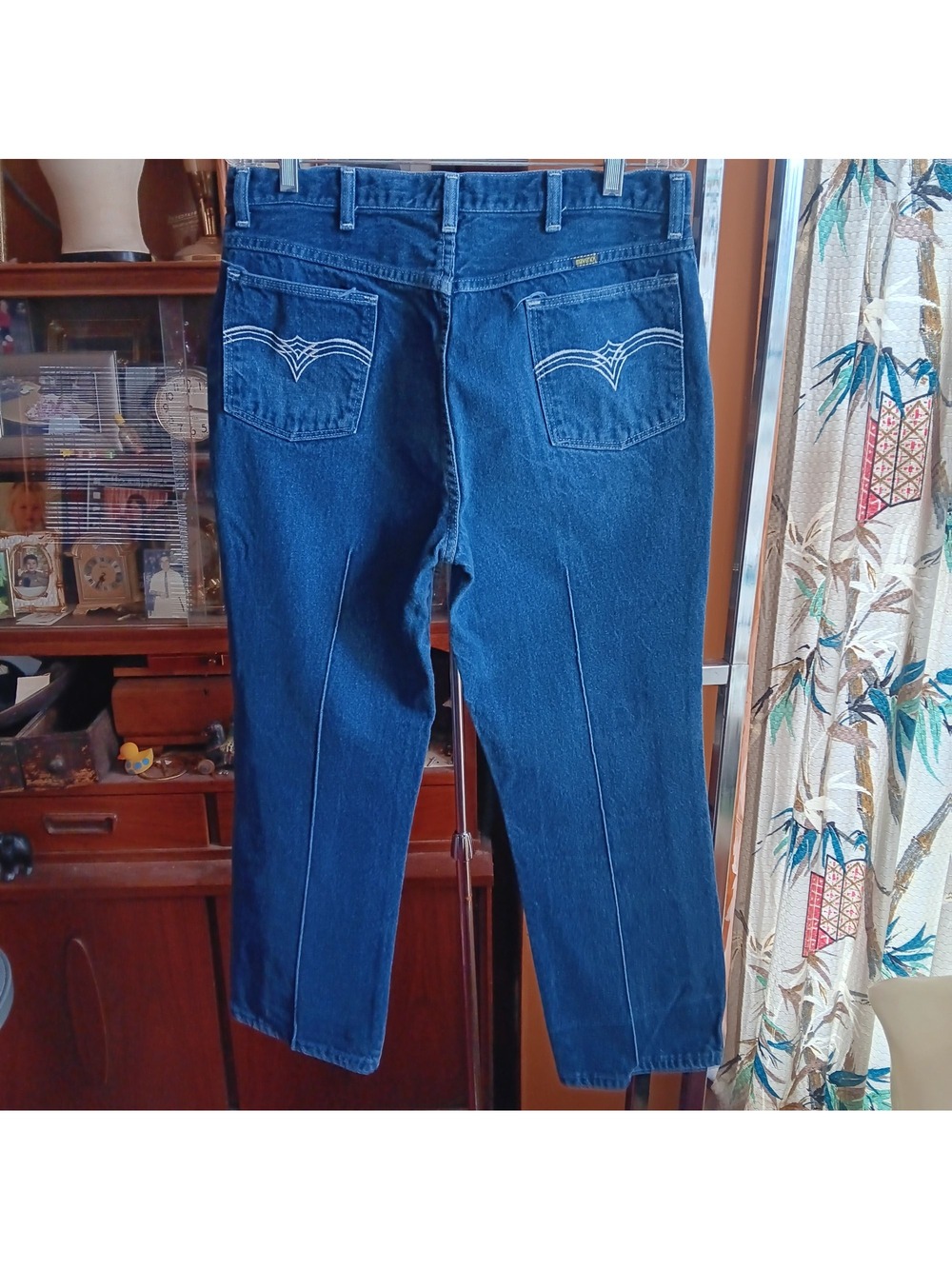 True Vintage Disco Jeans 34x29 80's MAVERICK DISCO RAW DENIM CREASED STRAIGHT